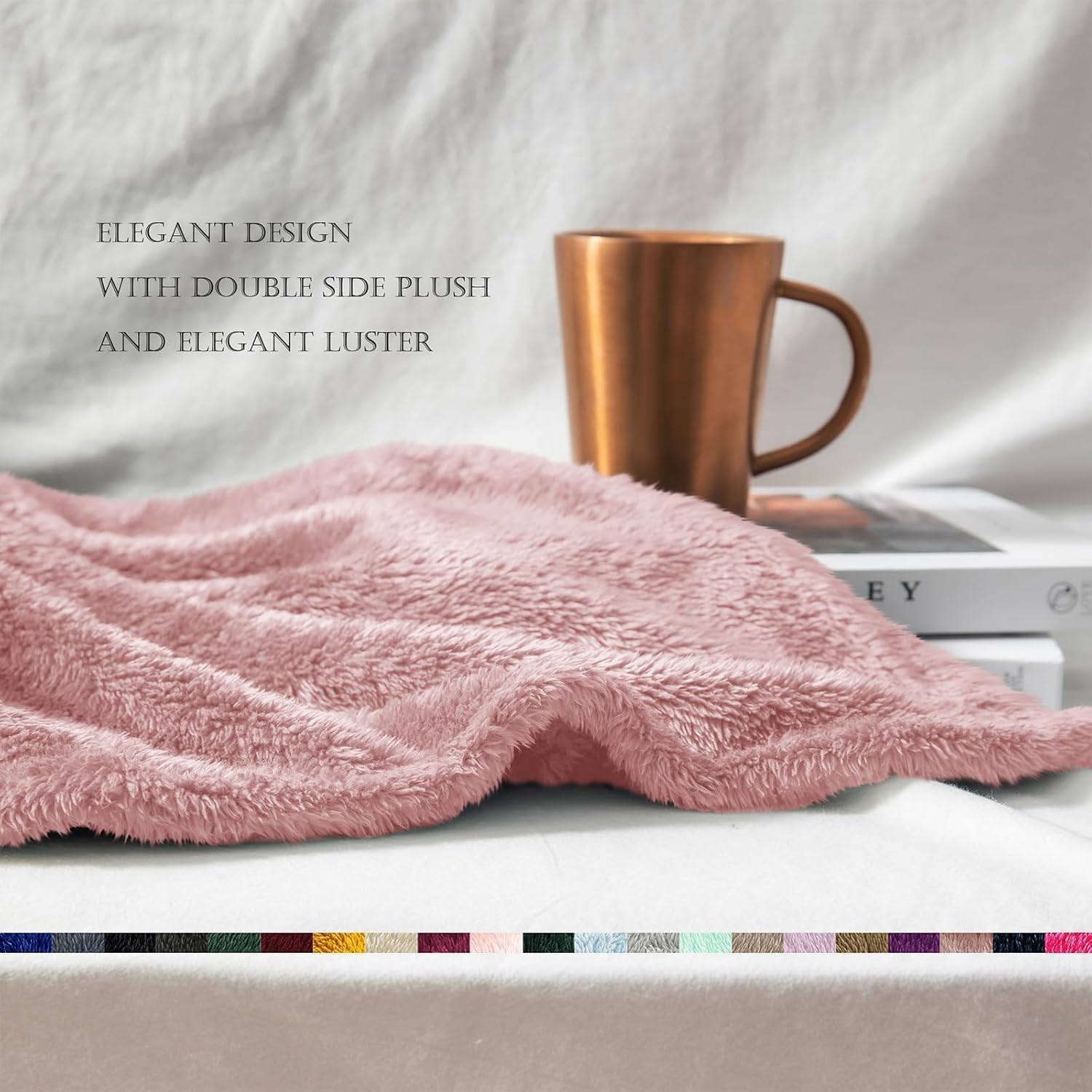 Plush Fuzzy Fleece Throw Blanket Extra Large, Super Soft, Fluffy and Warm Blankets for Couch, Bed, All Season Use (50x70 Inches, Pink)