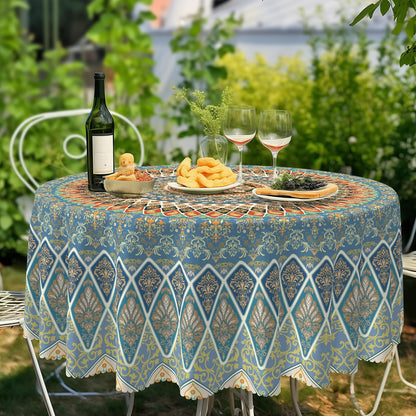 Bohemia Round Tablecloth,Tablecloth Waterproof and Wrinkle-Free, Boho Table Covers, Summer Decorations for Home 60inch