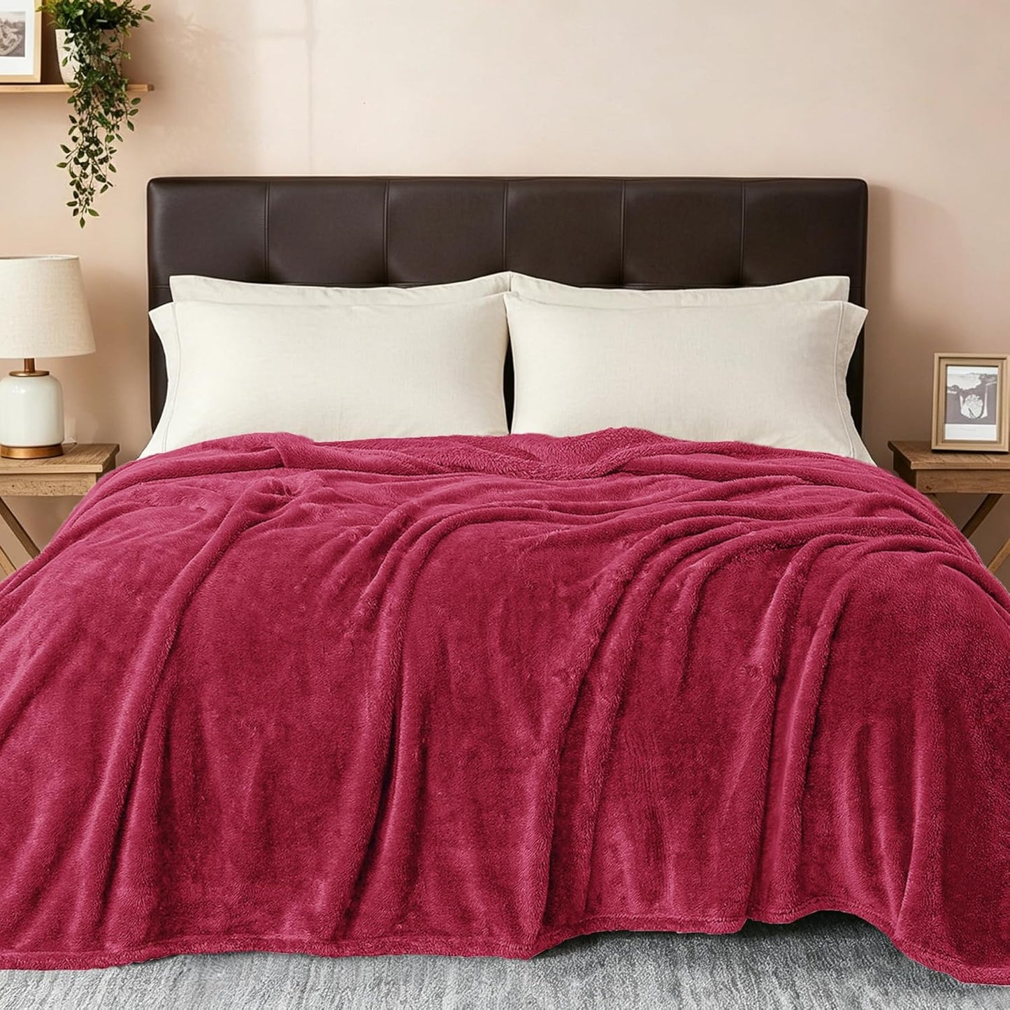Plush Fuzzy Fleece Throw Blanket Extra Large, Super Soft, Fluffy and Warm Blankets for Couch, Bed, All Season Use (50x70 Inches, Pink)