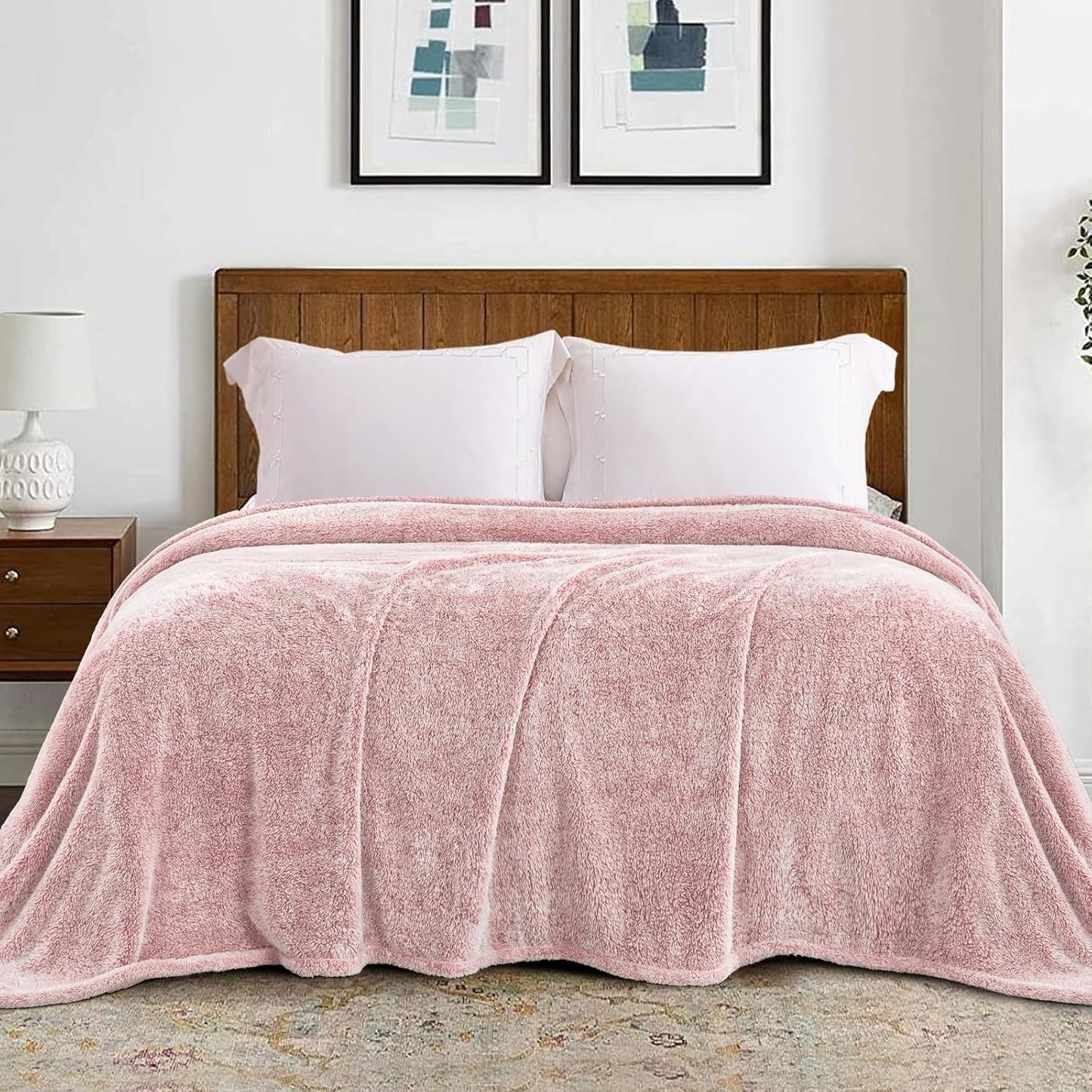 Plush Fuzzy Fleece Throw Blanket Extra Large, Super Soft, Fluffy and Warm Blankets for Couch, Bed, All Season Use (50x70 Inches, Pink)
