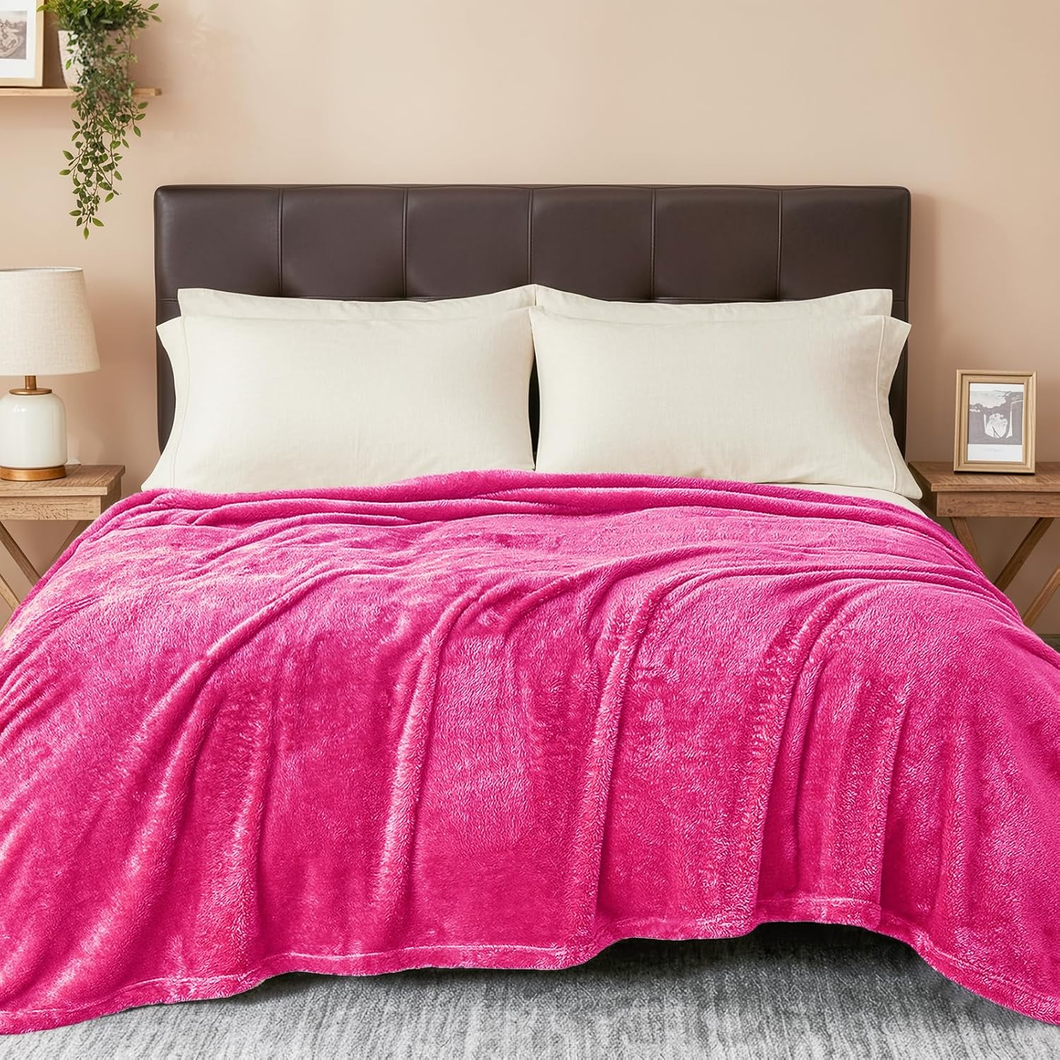 Plush Fuzzy Fleece Throw Blanket Extra Large, Super Soft, Fluffy and Warm Blankets for Couch, Bed, All Season Use (50x70 Inches, Pink)
