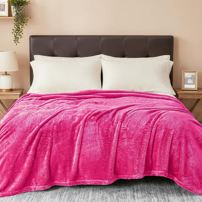Plush Fuzzy Fleece Throw Blanket Extra Large, Super Soft, Fluffy and Warm Blankets for Couch, Bed, All Season Use (50x70 Inches, Pink)