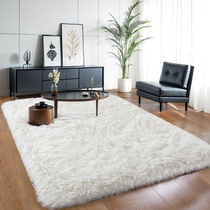 Pink Fluffy 4x6 Area Rugs for Bedroom Girls, Soft Washable Fuzzy Furry Shag Rug for Kids Room, Nursery, Dorm Decor, Cute Plush Carpet for Baby Toddler