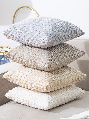Set of 4 Neutral Decorative Throw Pillow Covers 18x18 Inch Corduroy Pillow Covers for Bed Couch Sofa Living Room Soft Square Cushion Cases
