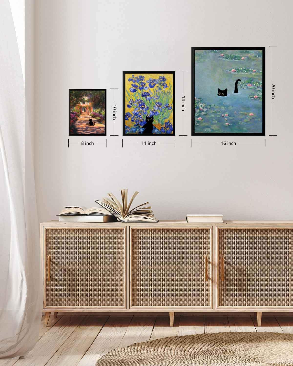 Cat Wall Art Monet Prints Vintage Canvas Wall Art Funny Cat in Water Lilies Posters for Room Bedroom Living Room Bathroom Wall Decor Aesthetic (Size: 8''x10''x1pcs)