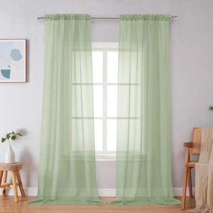 Black Sheer Curtains 63 Inch Length 2 Panels, Rod Pocket Solid Color Window Sheer Curtain Panels, Elegant Curtains & Drapes for Living Room, Bedroom 2 Panels (Black, 42" W x 63" L)