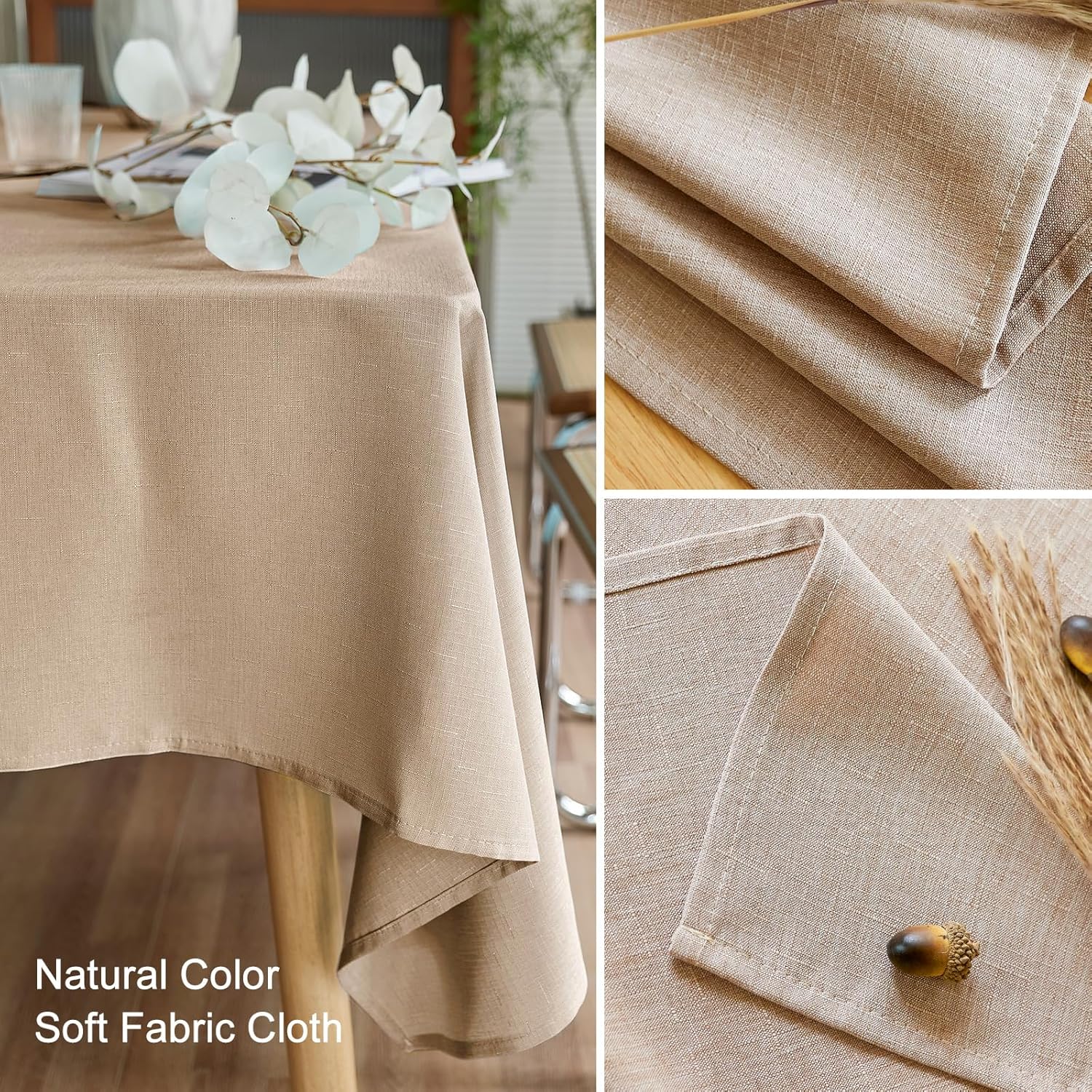 Textured Polyester Tablecloth Rectangle 52x70 Waterproof Spill-Proof Wipeable Table Cloth Wrinkle Free Dining Table Cover for Birthday Farmhouse Spring Tablecloths Up to 36‘'X54''