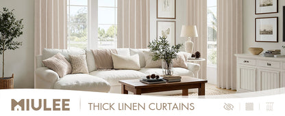 Linen Curtains 84 Inch Length 2 Panels Natural Semi Sheer Curtain with Back Tab Rod Pocket, Light Filtering Window Privacy Burlap Drapes for Living Room Bedroom 42W x 84L Linen