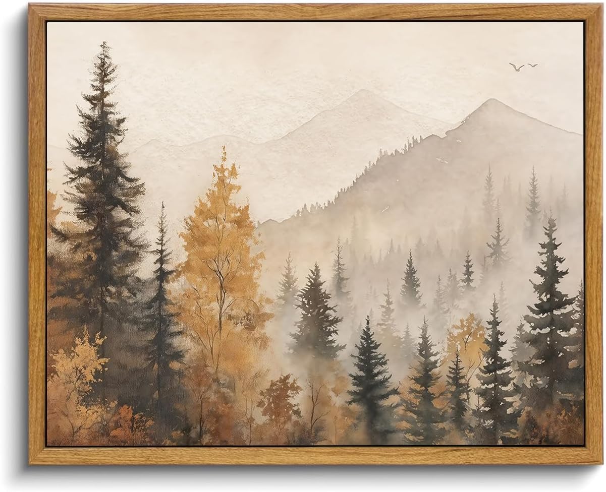 Framed Canvas Wall Art,Vintage Decor,Landscape Nature Country Wildflower Paintings Farmhouse Pictures Modern Artwork Rustic Fall Flower Prints Cottagecore Office Living Room Bedroom Bathroom