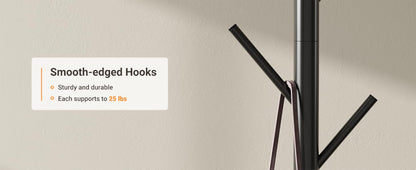Coat Rack Freestanding with Natural Marble Base, Metal Coat Rack Stand with 10 Hooks, 3 Adjustable Size Coat Tree for Bags, Clothes, and Hats for Entryway, Bedroom, Hallway, Office, Black