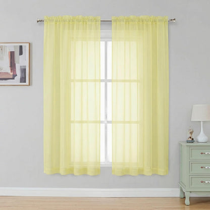 Black Sheer Curtains 63 Inch Length 2 Panels, Rod Pocket Solid Color Window Sheer Curtain Panels, Elegant Curtains & Drapes for Living Room, Bedroom 2 Panels (Black, 42" W x 63" L)