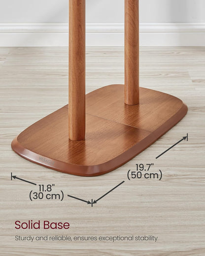 Coat Rack, Free Standing Coat Stand, Hall Coat Tree with 8 Hooks and Storage Shelf, 67.2 Inch Tall, for Coats, Hats, Bags, for Entryway, Hallway, Bedroom, Caramel Brown URCR040K01