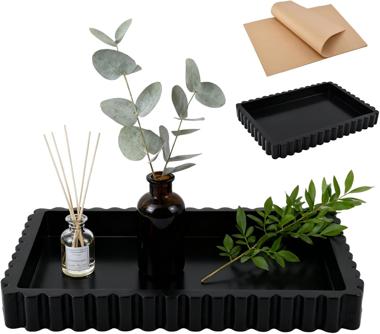 Decorative Tray for Coffee Table Decor,14'' Coffee Table Tray with 50 Oil-Proof Paper,Ottoman Trays Tables Centerpieces,Home Modern Serving Trays for Hotel Meals Desserts