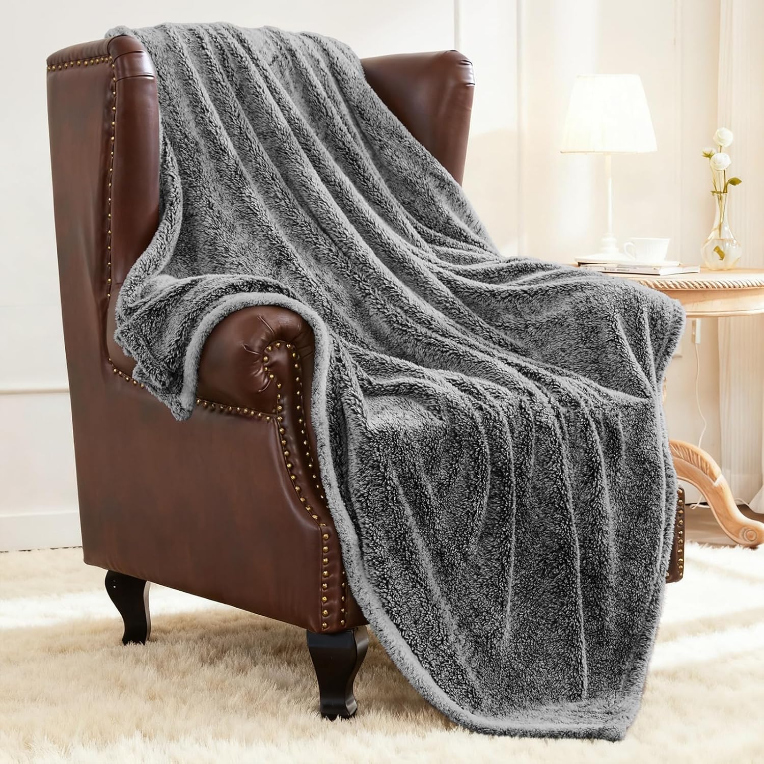 Plush Fuzzy Fleece Throw Blanket Extra Large, Super Soft, Fluffy and Warm Blankets for Couch, Bed, All Season Use (50x70 Inches, Pink)