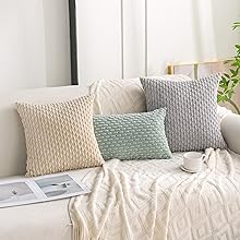 Set of 4 Neutral Decorative Throw Pillow Covers 18x18 Inch Corduroy Pillow Covers for Bed Couch Sofa Living Room Soft Square Cushion Cases