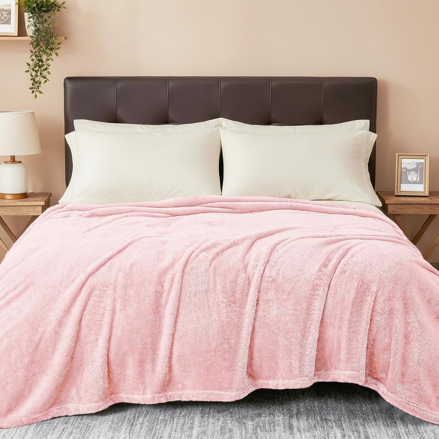 Plush Fuzzy Fleece Throw Blanket Extra Large, Super Soft, Fluffy and Warm Blankets for Couch, Bed, All Season Use (50x70 Inches, Pink)