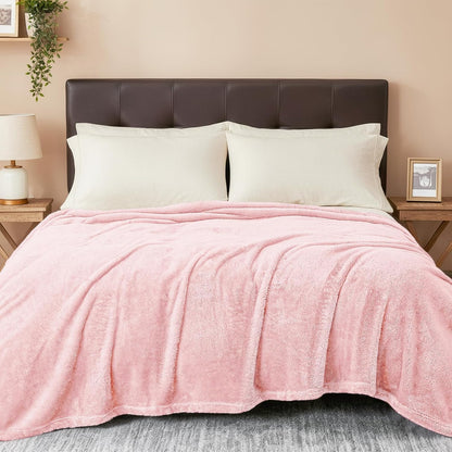 Plush Fuzzy Fleece Throw Blanket Extra Large, Super Soft, Fluffy and Warm Blankets for Couch, Bed, All Season Use (50x70 Inches, Pink)