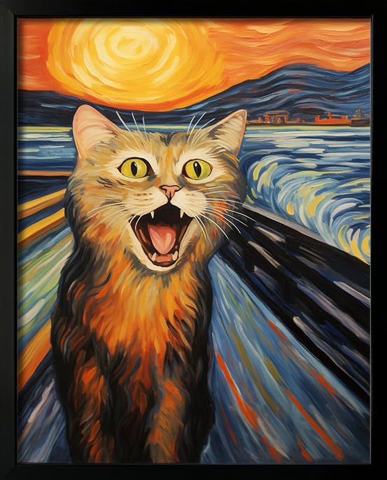 Cat Wall Art Monet Prints Vintage Canvas Wall Art Funny Cat in Water Lilies Posters for Room Bedroom Living Room Bathroom Wall Decor Aesthetic (Size: 8''x10''x1pcs)