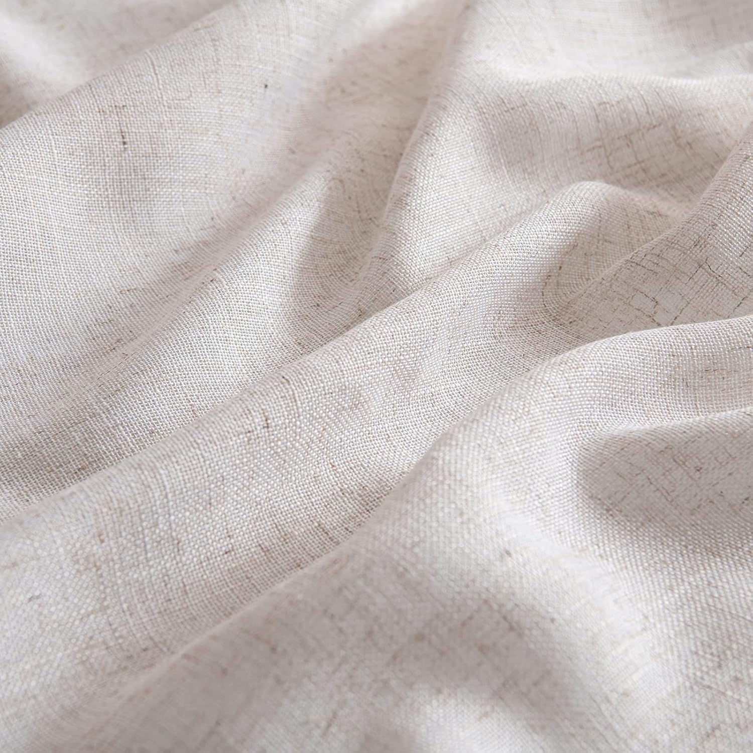 Natural White Linen Curtains 84 Inch Long for Bedroom Living Room, Soft Thick Linen Textured Window Drapes Semi Sheer Light Filtering Rod Pocket Back Tab Neutral Farmhouse Cream Ivory 2 Panels