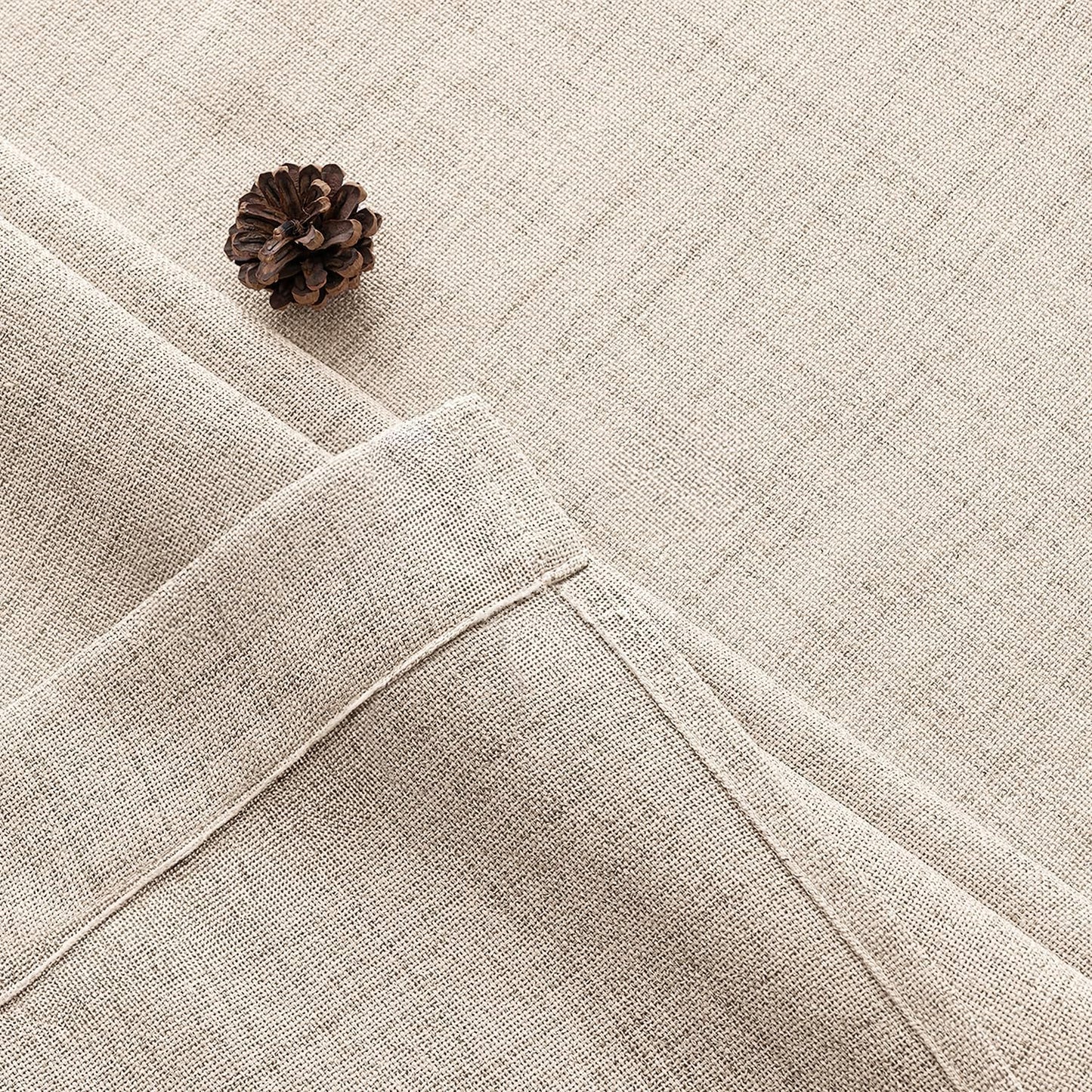 Linen Curtains 84 Inch Length 2 Panels Natural Semi Sheer Curtain with Back Tab Rod Pocket, Light Filtering Window Privacy Burlap Drapes for Living Room Bedroom 42W x 84L Linen