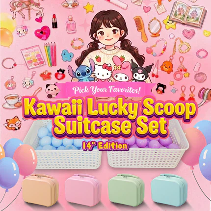 A-【Kawaii Lucky Scoop Suitcase Set】- Edición de 14"